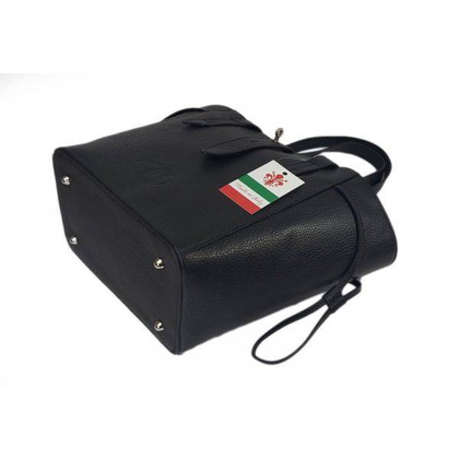 Pakowna włoska torebka skórzana na ramię mieści A4 ,Vera Pelle , Czarna BKL25N