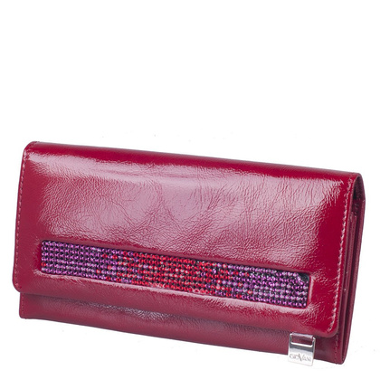 Portfel damski skórzany KEMER Swarovski Elements DV150 Czerwony - min. zamówienie 20 / 50 / 100 szt.