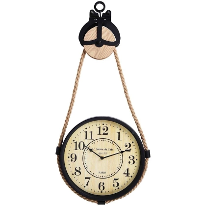 Zegar ścienny metalowy na sznurze linie retro loft 30 cm