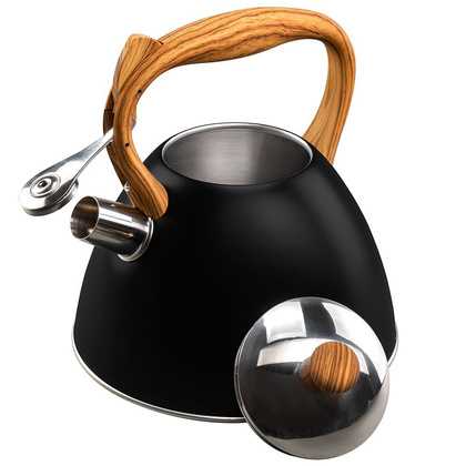 Czajnik stalowy tradycyjny z automatycznym gwizdkiem czarny 3 l