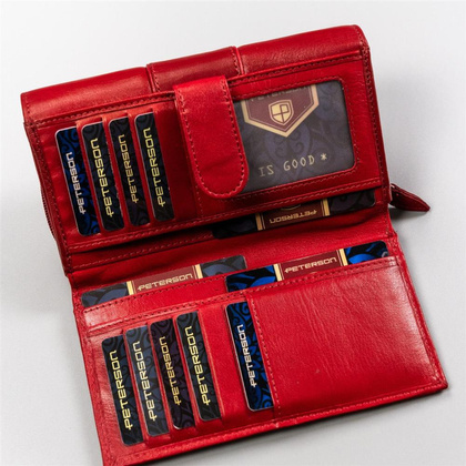 Duzy skorzany portfel damski na zatrzask