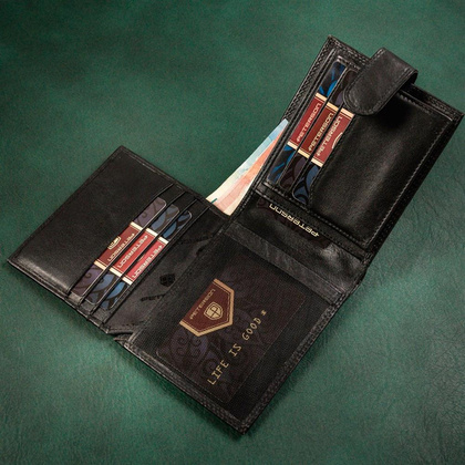 Duży skórzany portfel męski z zapinką na zatrzask