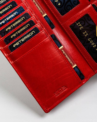 Elegancki duzy portfel damski ze skory naturalnej