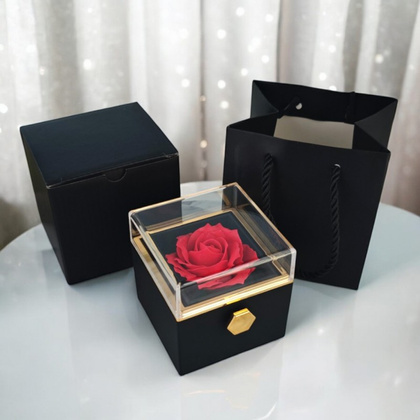 Pudełeczko Walentynkowe Rose Treasure Box na biżuterię Wieczna Róża Obrotowe PDOZ26CZ