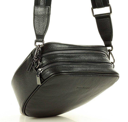 Torba skórzana na dwa zamki crossbody camera bag - MARCO MAZZINI czarny - min. zamówienie 20 / 50 / 100 szt.