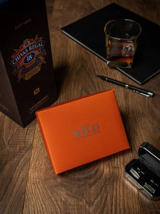 Poziomy portfel z elementami jeansu skora naturalna nubuk