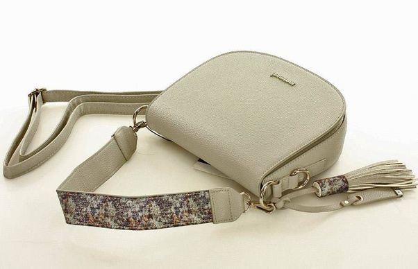 MONNARI Półokrągła listonoszka z dwoma paskami szary - min. zamówienie 20 / 50 / 100 szt.