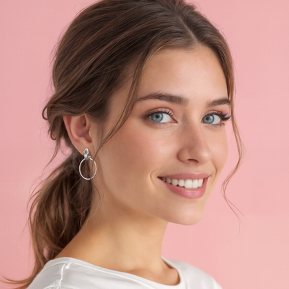 MINET Nowoczesne  srebrne kolczyki pierścionki