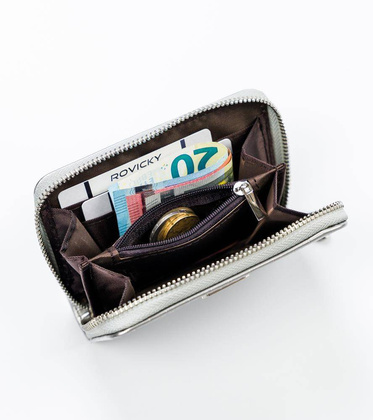 Poręczny portfel damski z motywem zwierzęcym zapinany suwakiem