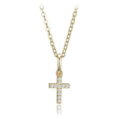 MINET Pozłacany srebrny naszyjnik krzyżyk z cyrkoniami
