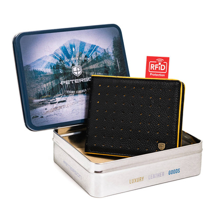 Skorzany sportowy portfel meski z ochrona kart RFID