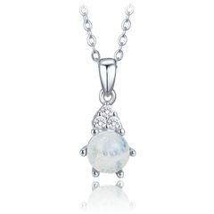 MINET Elegancki srebrny naszyjnik z kamieniem księżycowym i cyrkonią