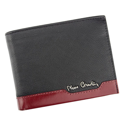 Portfel męski skórzany PIERRE CARDIN TILAK37 325 RFID Czarno Czerwony