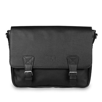 Skórzana listonoszka męska torba na ramię laptopa czarna - Pavone Nero Lukka 2331 BL