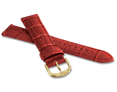 Czerwony szyty pasek CROCO ze złotą klamrą - 20