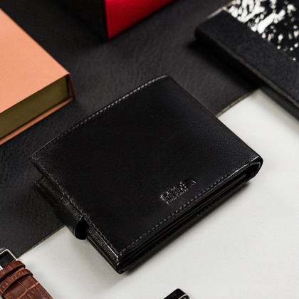 Skórzany męski portfel Peterson PTN 304Z-PR 2-1-1 czarny