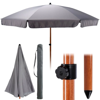 Parasol plażowy ogrodowy regulowany szary 200 cm