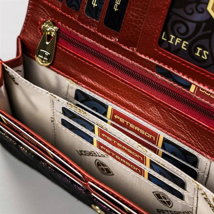 Poziomy, duży portfel damski ze skóry naturalnej