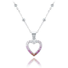 MINET Naszyjnik srebrny serce z cyrkoniami w odcieniach czerwieni