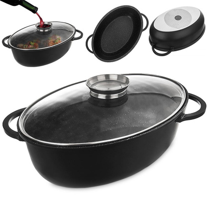 Brytfanna granitowa / garnek z pokrywką szklaną 8 l GRANDE