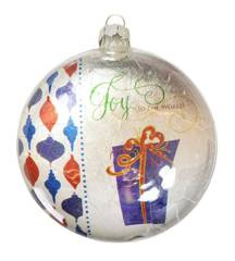 Bombka okrągła płaska z prezentem