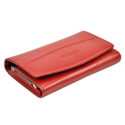 Duży, poziomy skórzany portfel damski z systemem rfid