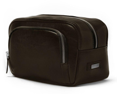 Elegancka skórzana kosmetyczka męska SK04 Solier ciemny brąz - min. zamówienie 20 / 50 / 100 szt.