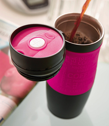 Kubek termiczny GOLDEN DREAM, czarny, magenta