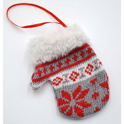 Zawieszka rękawiczka na prezenty - szara 12 cm