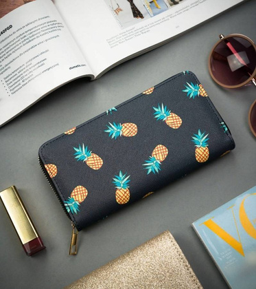 Portfel damski ze skóry eko z printem - cavaldi