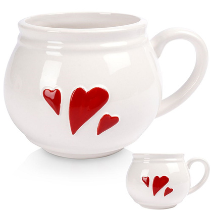 Kubek ceramiczny biały serce 430 ml
