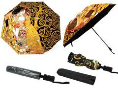 Parasol automatyczny, składany - G. Klimt, Pocałunek i Drzewo życia (dekoracja na wierzchu) (CARMANI