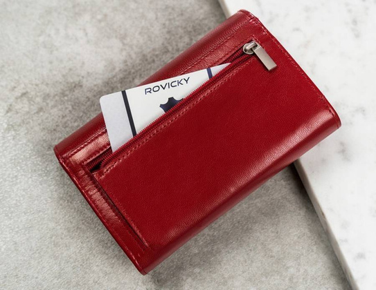 Poziomy portfel damski ze skóry naturalnej z systemem rfid