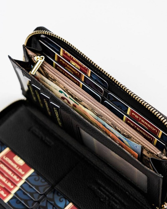 Modny portfel piórnik z ochroną kart rfid stop