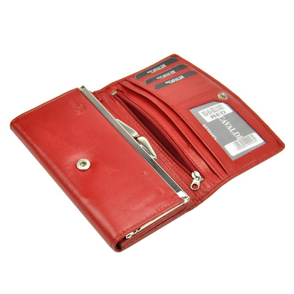 Duży, poziomy skórzany portfel damski z systemem rfid