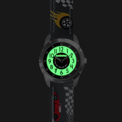 CLOCKODILE Świecący szary zegarek chłopięcy SAMOCHODY WYŚCIGOWE