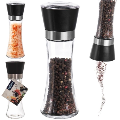 Młynek do mielenia przypraw pieprzu soli szklany ręczny 18,5 cm