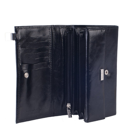 Portfel damski skórzany KEMER Swarovski Elements DV140 Czarny - min. zamówienie 20 / 50 / 100 szt.