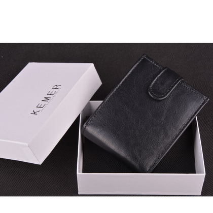 Portfel męski skórzany KEMER P29J Czarny - min. zamówienie 20 / 50 / 100 szt.