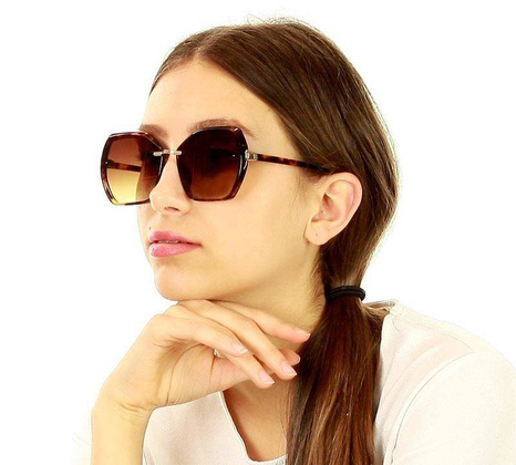 Zmysłowe okulary przeciwsłoneczne GEO CHIC brąz - min. zamówienie 20 / 50 / 100 szt.