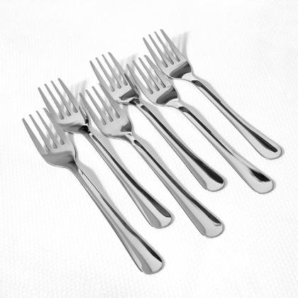 Widelczyki deserowe do ciasta stalowe srebrne zestaw 6 szt.