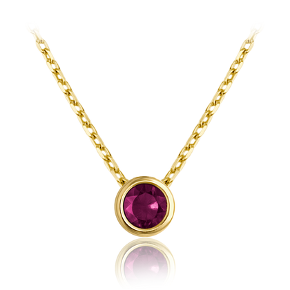 MINET Delikatny złoty naszyjnik z bordową cyrkonią Au 585/1000 1,85g