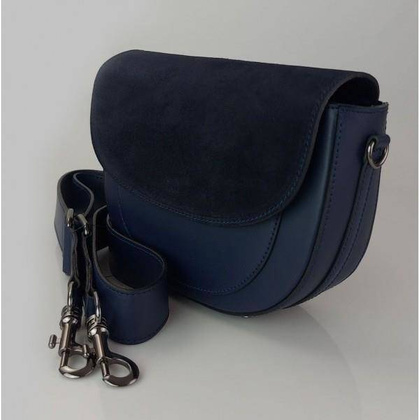 Listonoszka,chlebak,przewieszka Vera Pelle klapka zamsz Granatowa LVP399BS