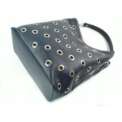 Włoski worek dzety kółka Vera Pelle pojemny Granatowy WK579BS