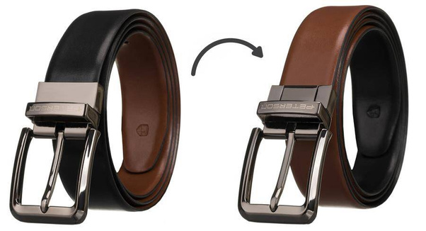 Szeroki, dwustronny pasek męski z obrotową klamrą