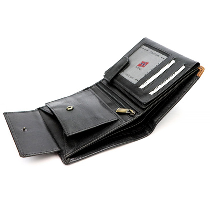 Skórzany składany pojemny męski portfel od Nordee REIN N4 czarny