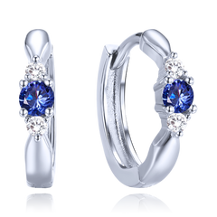 MINET Srebrne kolczyki z lawendowo-niebieskimi i białymi cyrkoniami