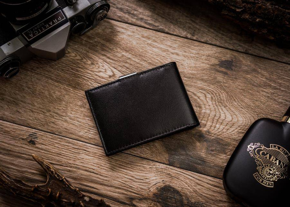 Mała banknotówka męska ze skóry naturalnej