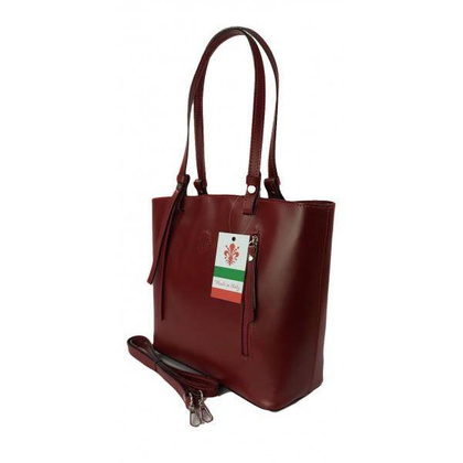 Torebka na ramię Vera Pelle ,Włoski skórzany kuferek format A4, Czerwona KM446R