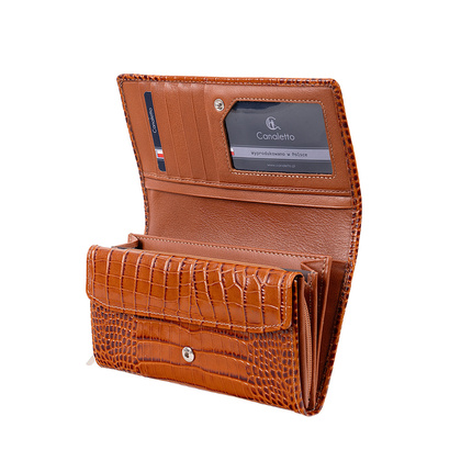 Portfel damski Canaletto ze skóry z wzorem krokodyla – ochrona RFID i wyjątkowy styl PD1634s262 RFID